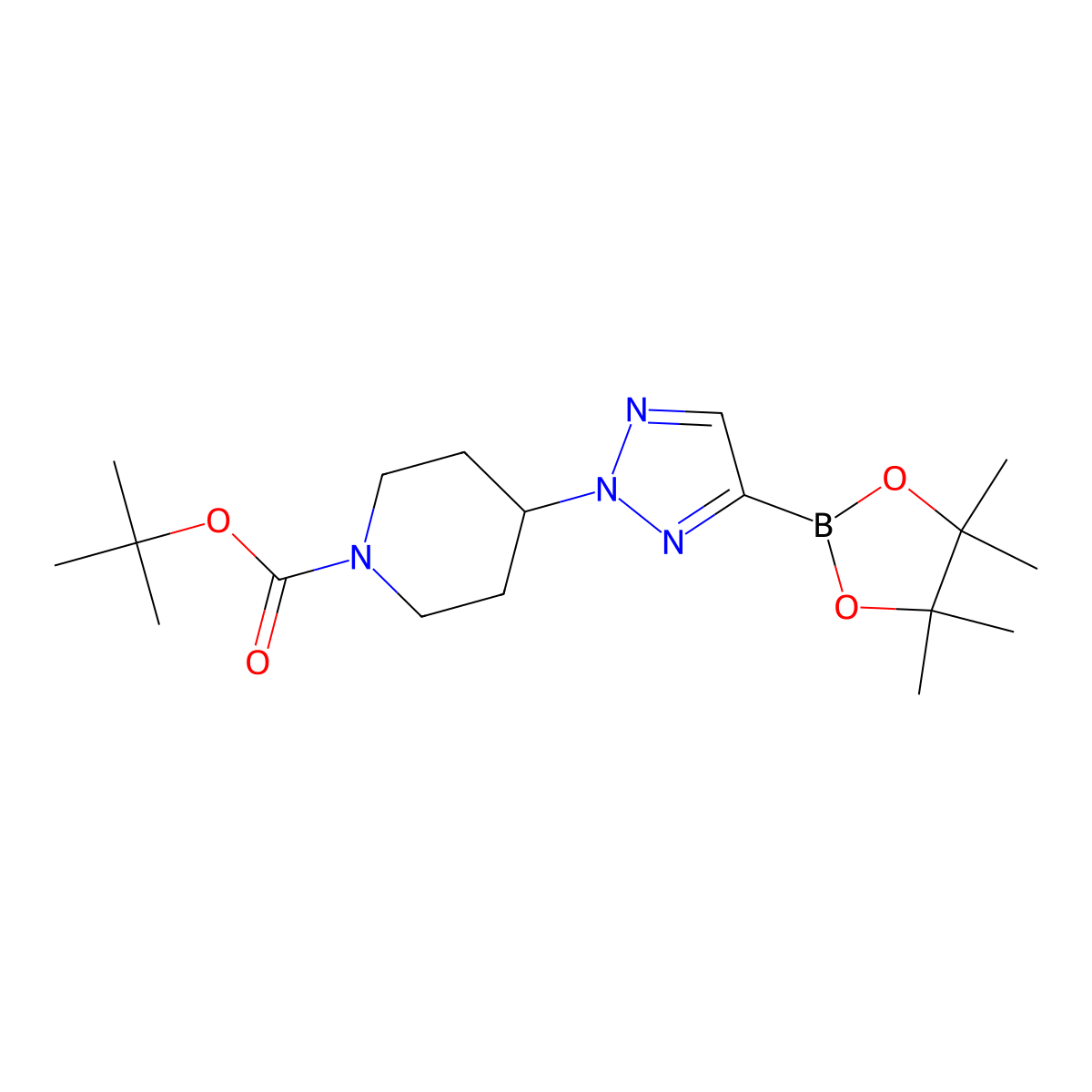 tert-Butyl 4-(4-(4,4,5,5-tetramethyl-1,3,2-dioxaborolan-2-yl)-2H-1,2,3-triazol-2-yl)piperidine-1-carboxylate molecular structure, CAS 1415312-25-2