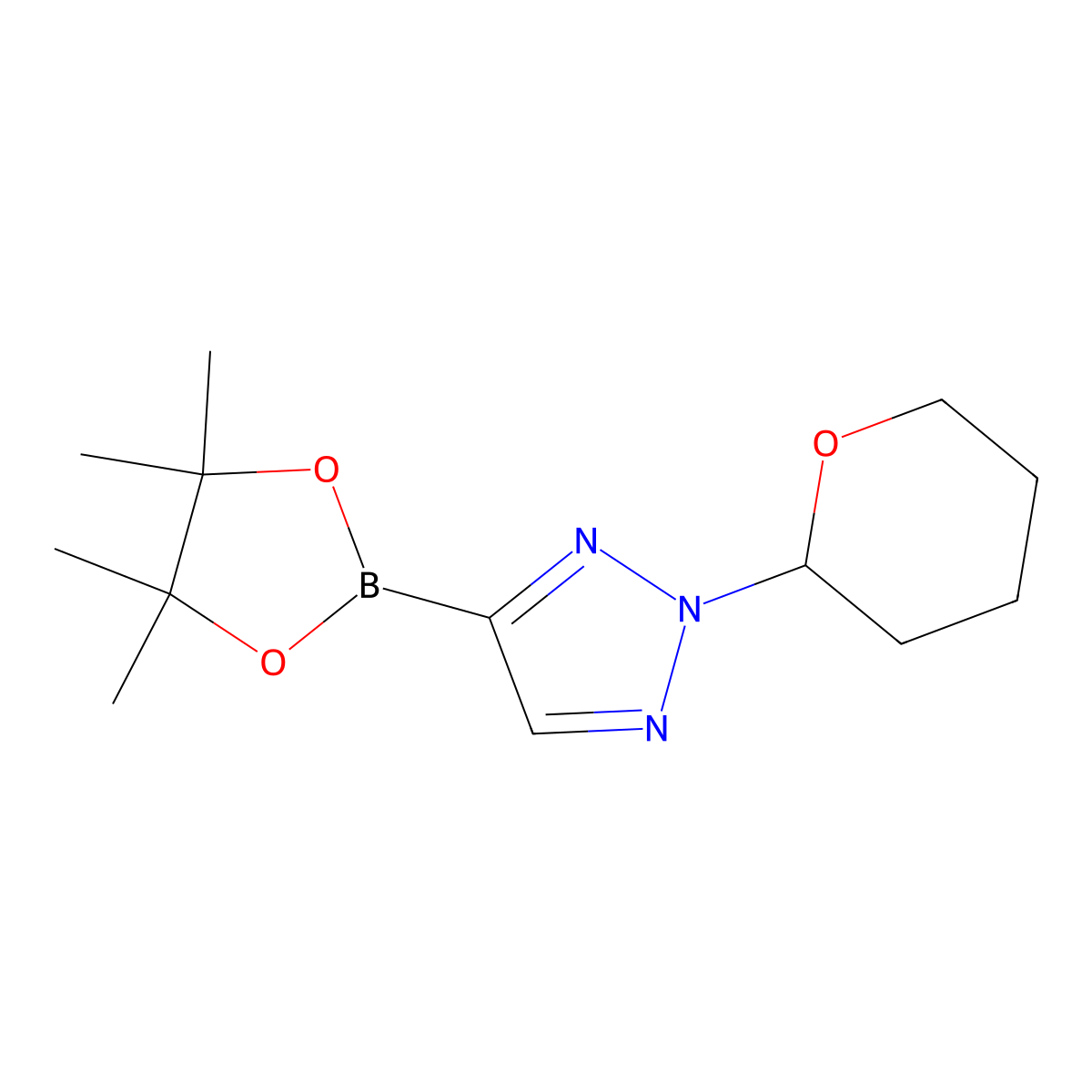 2-(oxan-2-yl)-4-(tetramethyl-1,3,2-dioxaborolan-2-yl)-2H-1,2,3-triazole molecular structure, CAS 1415312-45-6