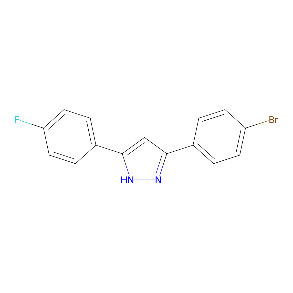 3-(4-Bromophenyl)-5-(4-fluorophenyl)-1H-pyrazole molecular structure, CAS 1415320-96-5