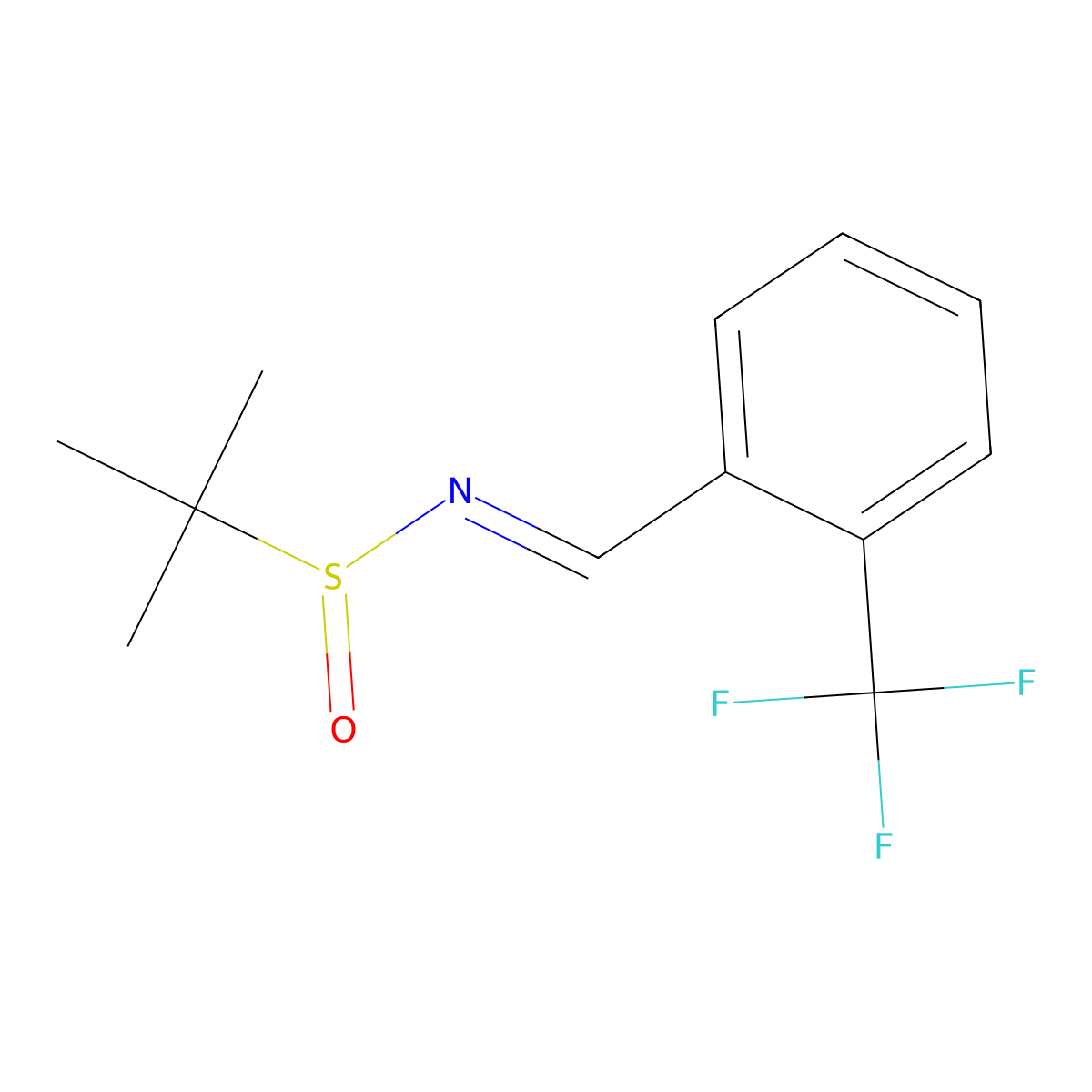 2-methyl-N-[[2-(trifluoromethyl)phenyl]methylidene]propane-2-sulfinamide molecular structure, CAS 1415337-87-9