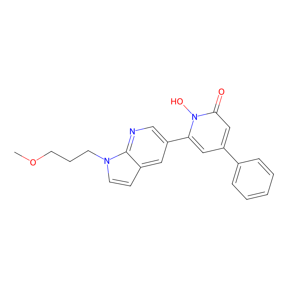 1-Hydroxy-6-[1-(3-Methoxypropyl)-1h-Pyrrolo[2,3-B]pyridin-5-Yl]-4-Phenylpyridin-2(1h)-One molecular structure, CAS 1415388-25-8
