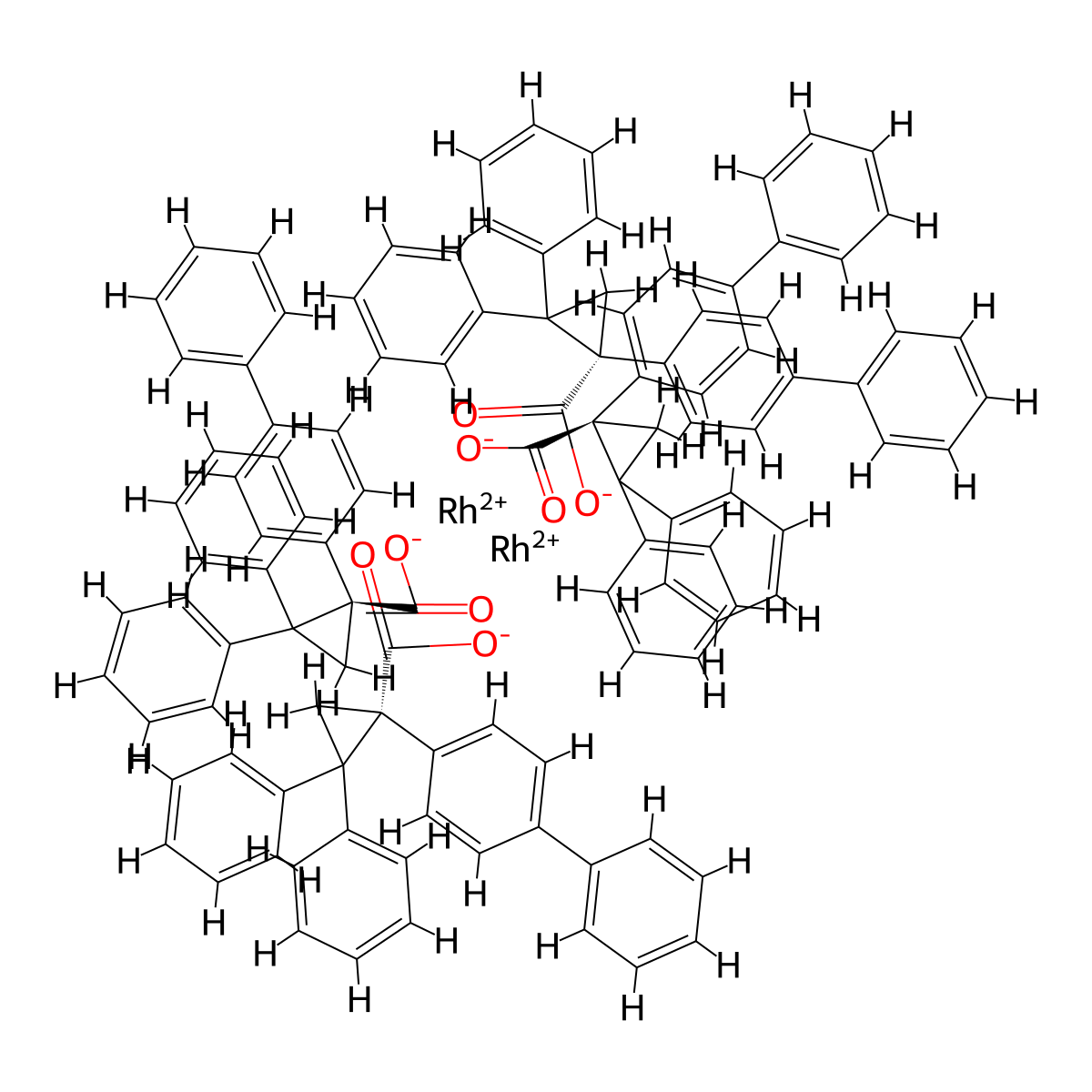 Rhodium, tetrakis[μ-[(1R)-1-[1,1′-biphenyl]-4-yl-2,2-diphenylcyclopropanecarboxylato-κO:κO′]]di-, (Rh-Rh) molecular structure, CAS 1415389-64-8