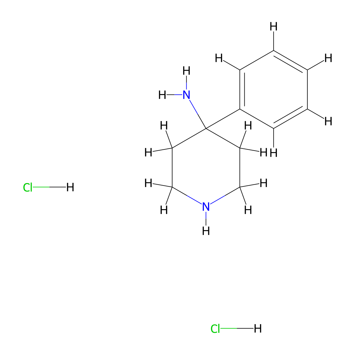 4-Phenylpiperidin-4-amine dihydrochloride molecular structure, CAS 1415394-15-8
