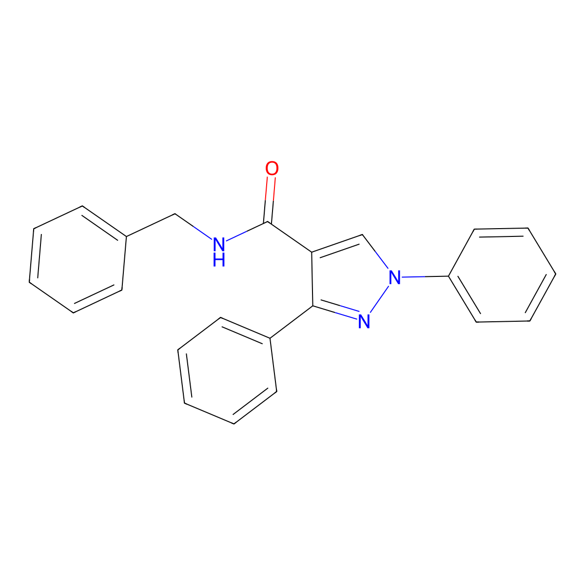 1H-Pyrazole-4-carboxamide, 1,3-diphenyl-N-(phenylmethyl)- molecular structure, CAS 141545-17-7