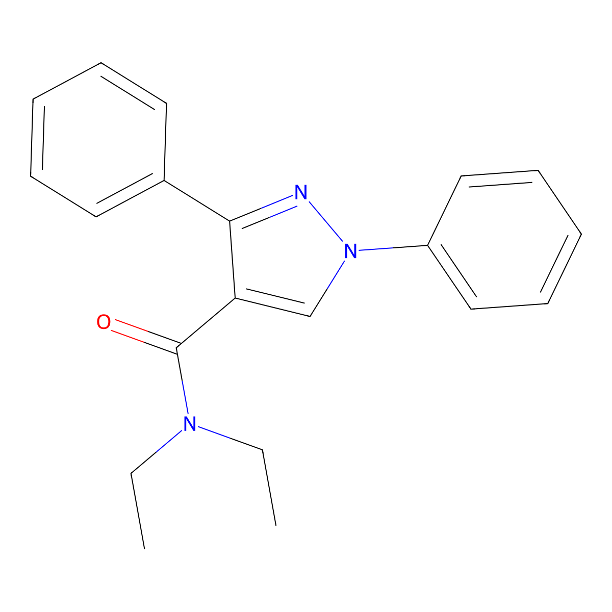 N,N-diethyl-1,3-diphenyl-1H-pyrazole-4-carboxamide molecular structure, CAS 141545-34-8