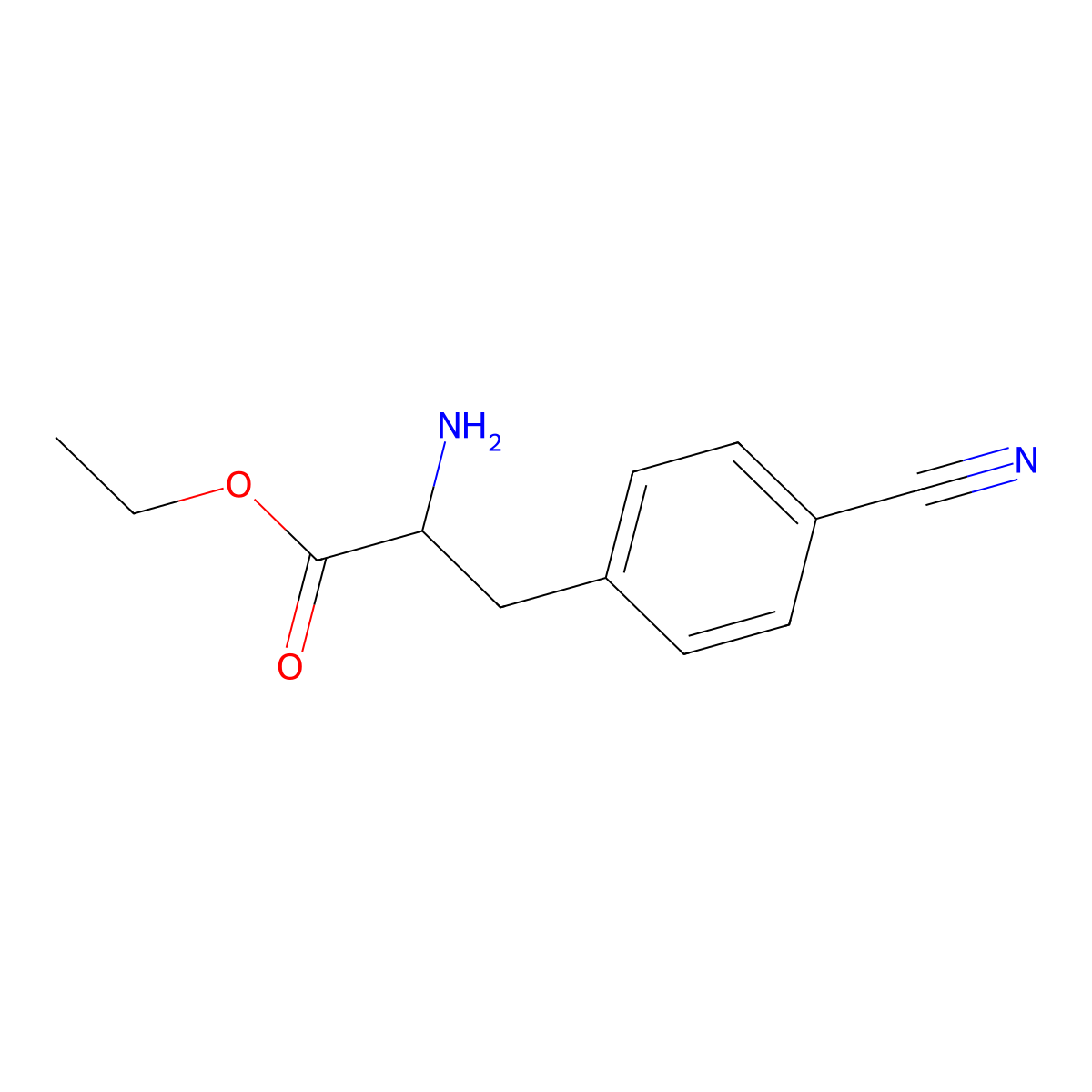 ethyl (2R)-2-amino-3-(4-cyanophenyl)propanoate molecular structure, CAS 1415454-39-5