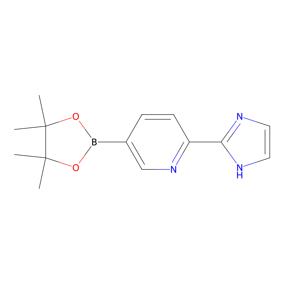 2-(1H-imidazol-2-yl)-5-(4,4,5,5-tetramethyl-1,3,2-dioxaborolan-2-yl)pyridine molecular structure, CAS 1415463-81-8