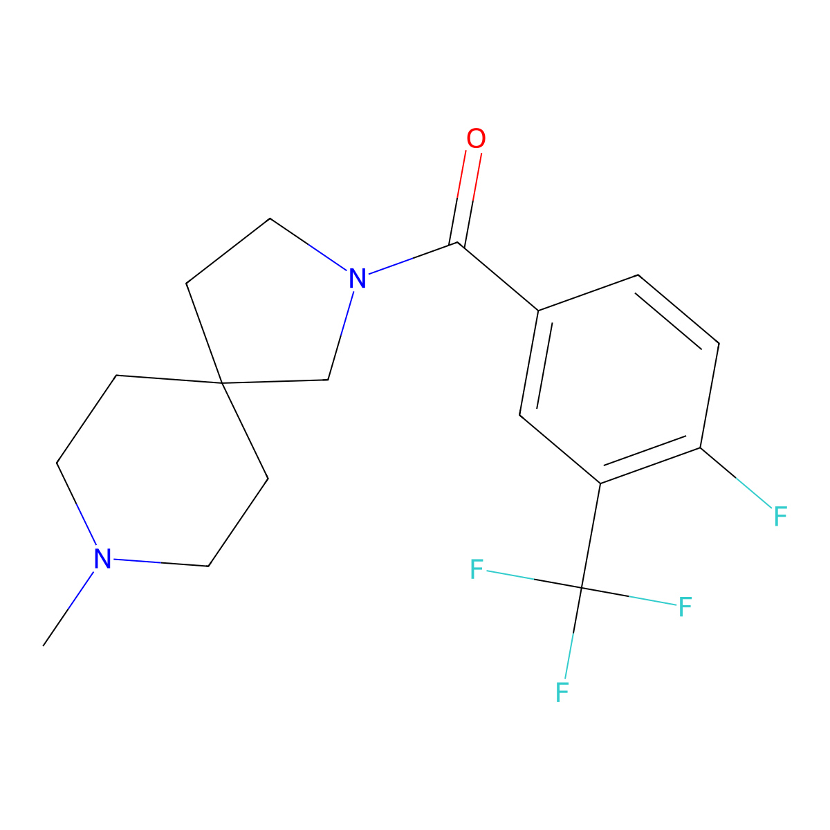(4-Fluoro-3-(trifluoromethyl)phenyl)(8-methyl-2,8-diazaspiro[4.5]decan-2-yl)methanone molecular structure, CAS 1415477-76-7