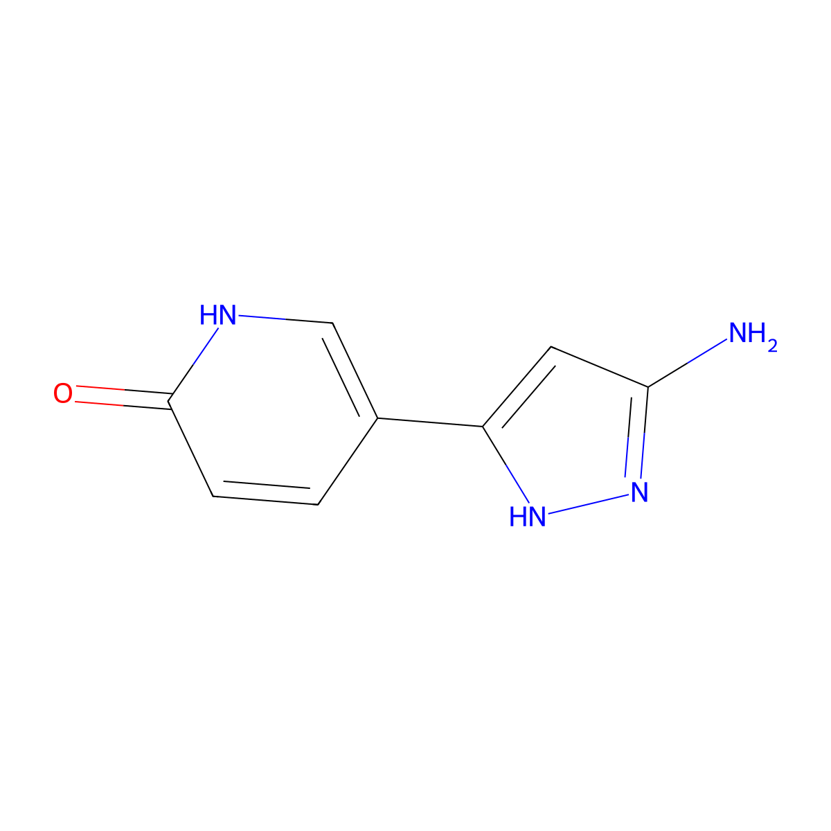 5-(5-Amino-1H-pyrazol-3-yl)-1,2-dihydropyridin-2-one molecular structure, CAS 1415484-43-3
