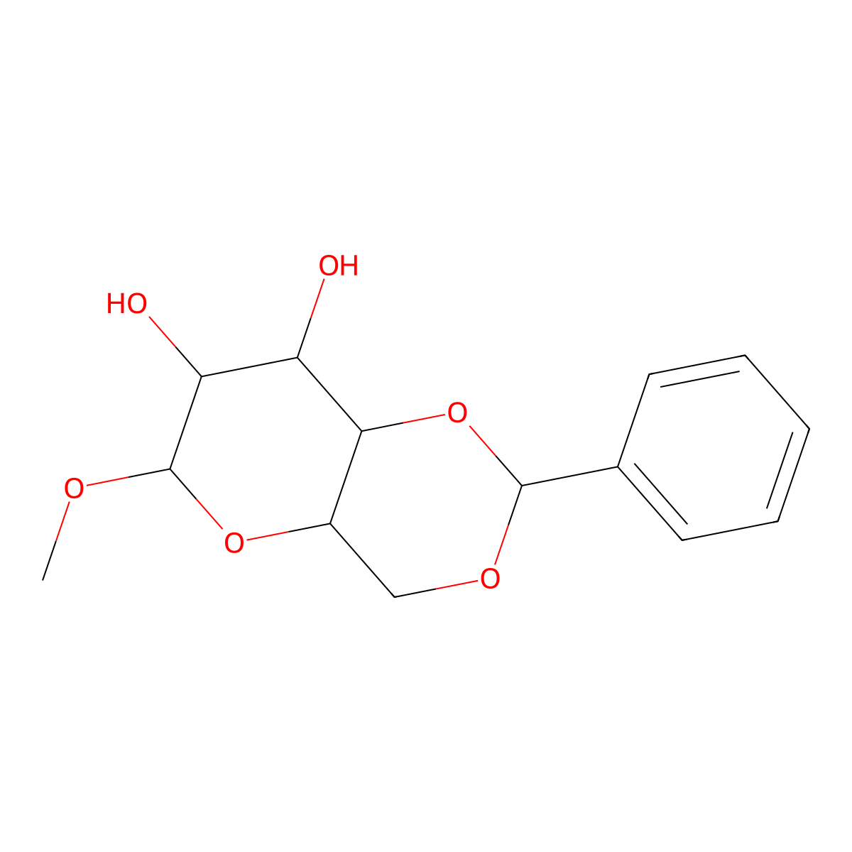 (4aR,6R,7R,8R,8aS)-6-Methoxy-2-phenylhexahydropyrano[3,2-d][1,3]dioxine-7,8-diol molecular structure, CAS 14155-23-8