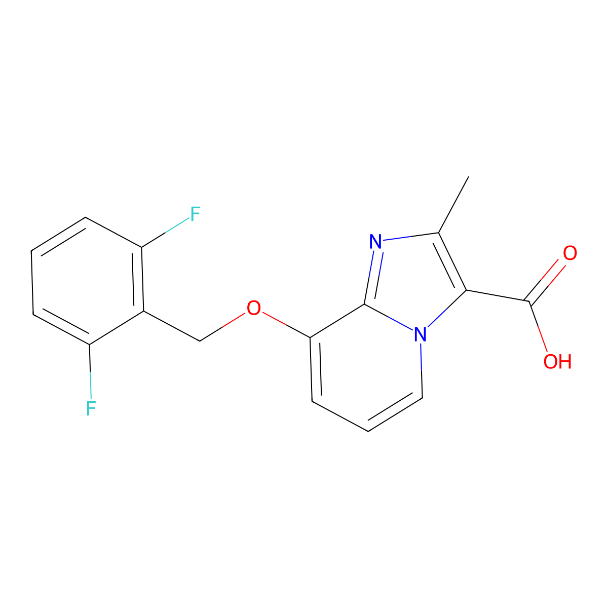 8-((2,6-Difluorobenzyl)oxy)-2-methylimidazo[1,2-a]pyridine-3-carboxylic acid molecular structure, CAS 1415501-19-7