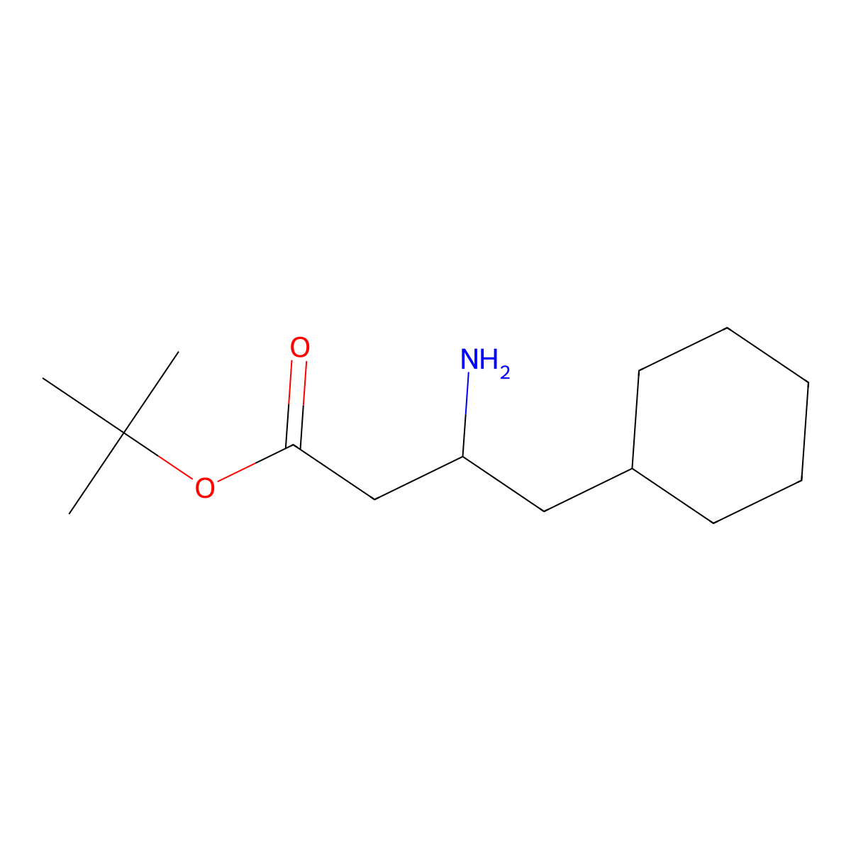 tert-butyl (3R)-3-amino-4-cyclohexylbutanoate molecular structure, CAS 1415501-61-9