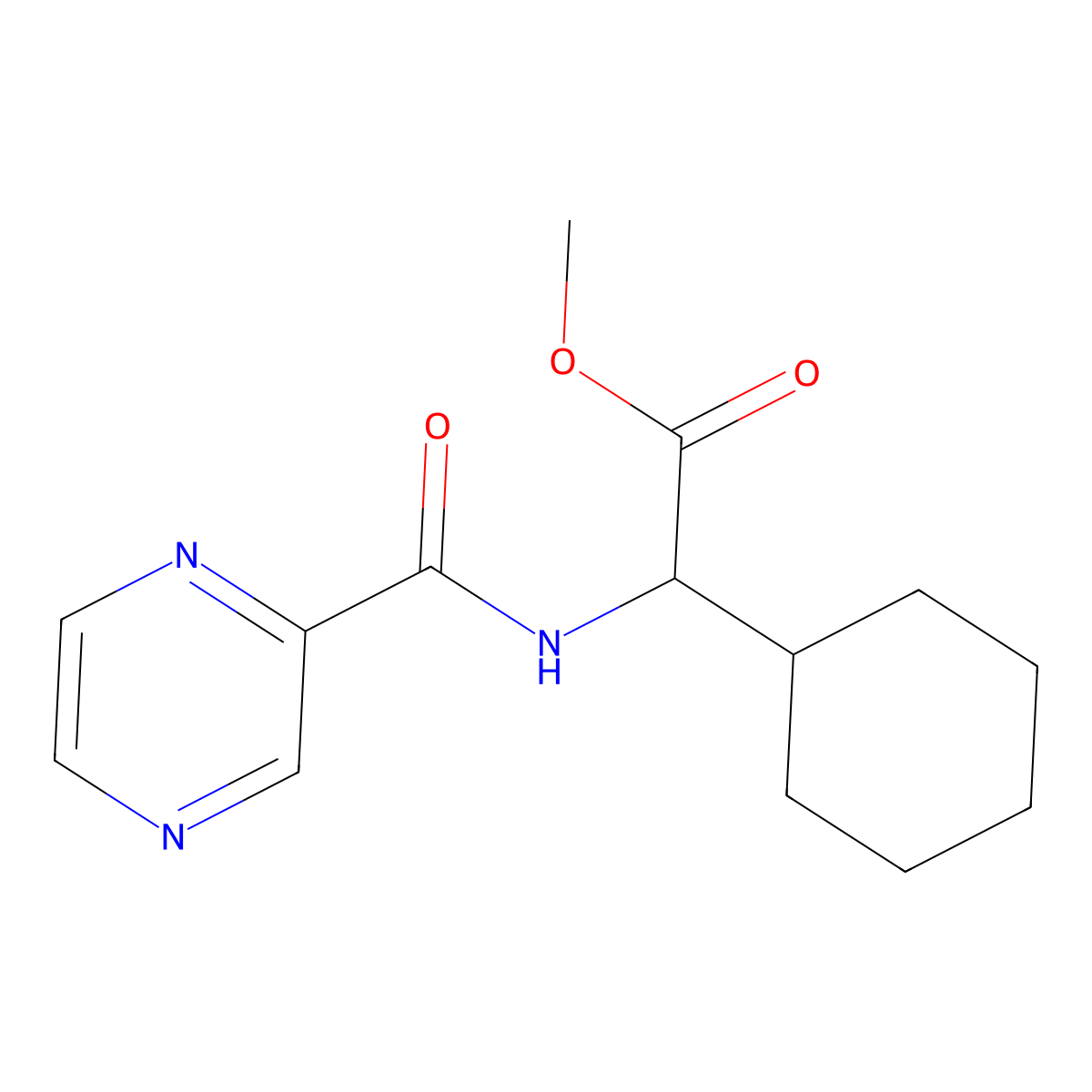 Methyl 2-cyclohexyl-2-(pyrazine-5-carboxamido)acetate molecular structure, CAS 1415559-38-4