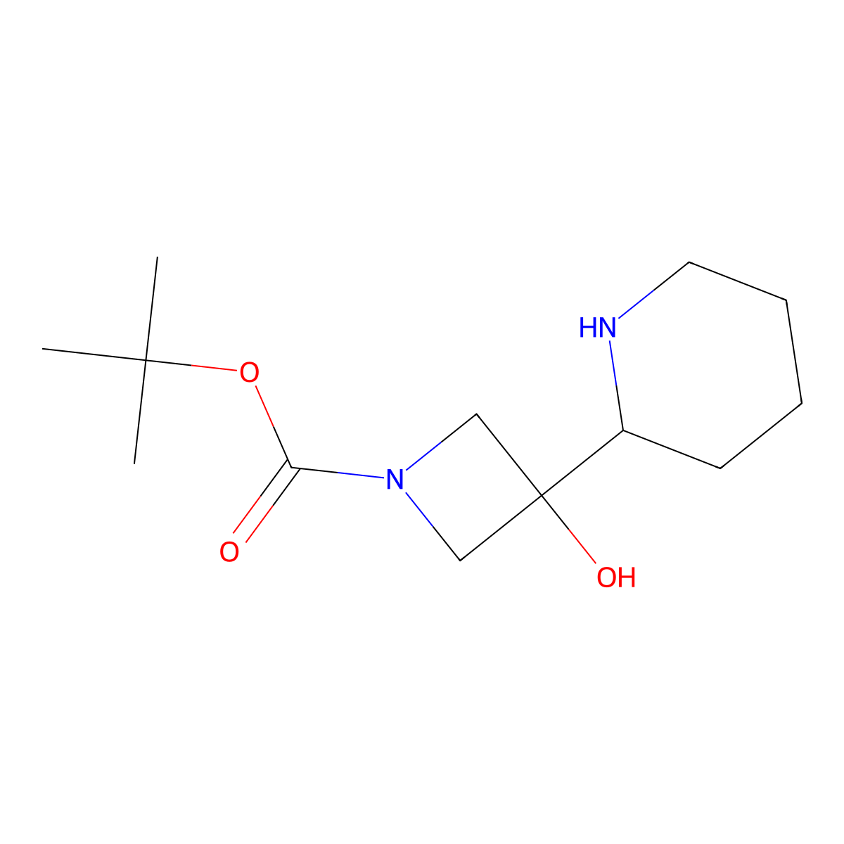 tert-Butyl 3-hydroxy-3-(piperidin-2-yl)azetidine-1-carboxylate molecular structure, CAS 1415559-39-5