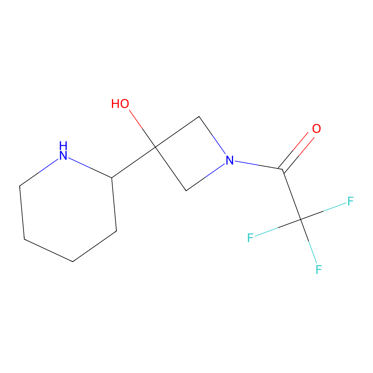 Ethanone, 2,2,2-trifluoro-1-[3-hydroxy-3-(2-piperidinyl)-1-azetidinyl]- molecular structure, CAS 1415559-48-6