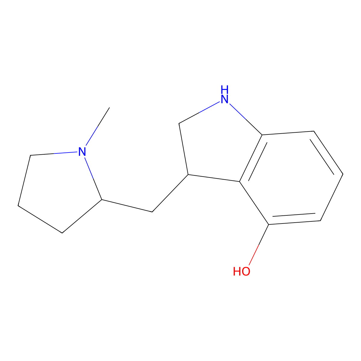 3-((1-Methylpyrrolidin-2-yl)methyl)indolin-4-ol molecular structure, CAS 1415559-73-7