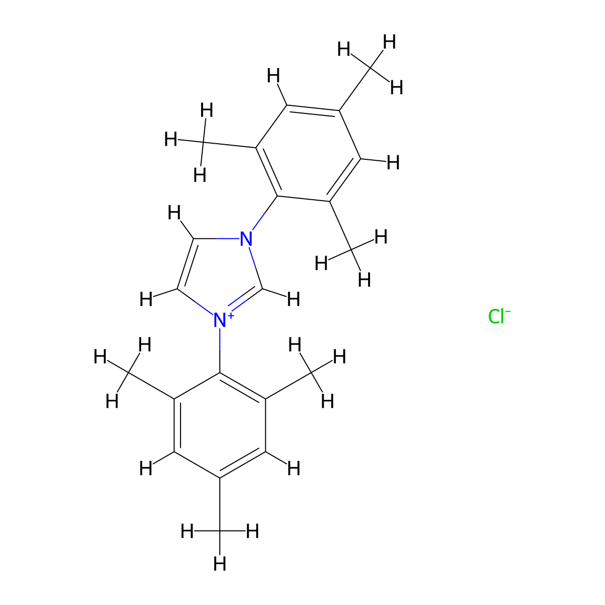 1,3-Bis(2,4,6-trimethylphenyl)imidazolium chloride molecular structure, CAS 141556-45-8