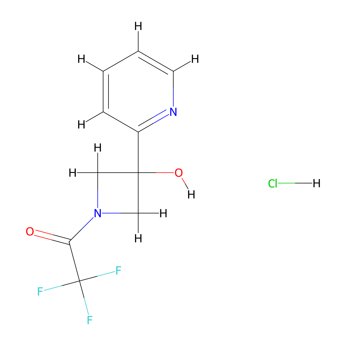 2,2,2-Trifluoro-1-(3-hydroxy-3-(pyridin-2-yl)azetidin-1-yl)ethanone hydrochloride molecular structure, CAS 1415560-00-7