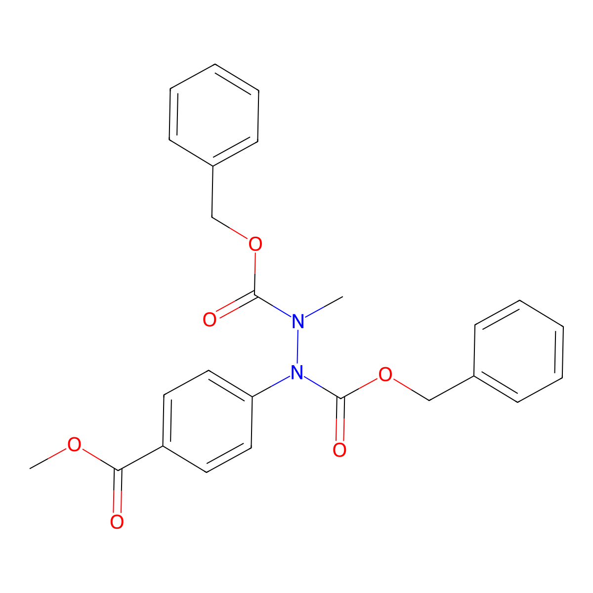 Dibenzyl 1-(4-(methoxycarbonyl)phenyl)-2-methylhydrazine-1,2-dicarboxylate molecular structure, CAS 1415560-10-9