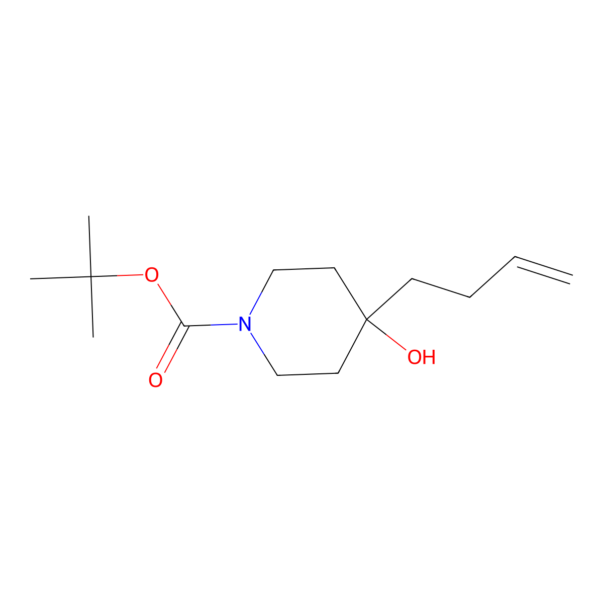 Tert-butyl 4-(but-3-enyl)-4-hydroxypiperidine-1-carboxylate molecular structure, CAS 1415560-15-4