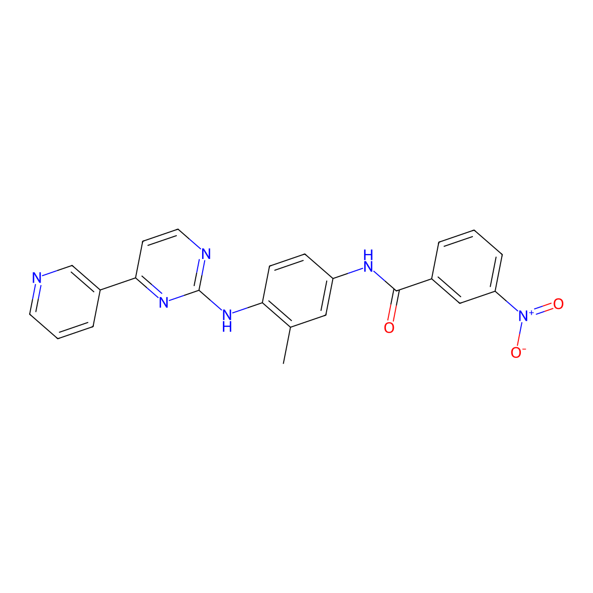 N-(3-methyl-4-(4-(pyridin-3-yl)pyrimidin-2-ylamino)phenyl)-3-nitrobenzamide molecular structure, CAS 1415560-17-6
