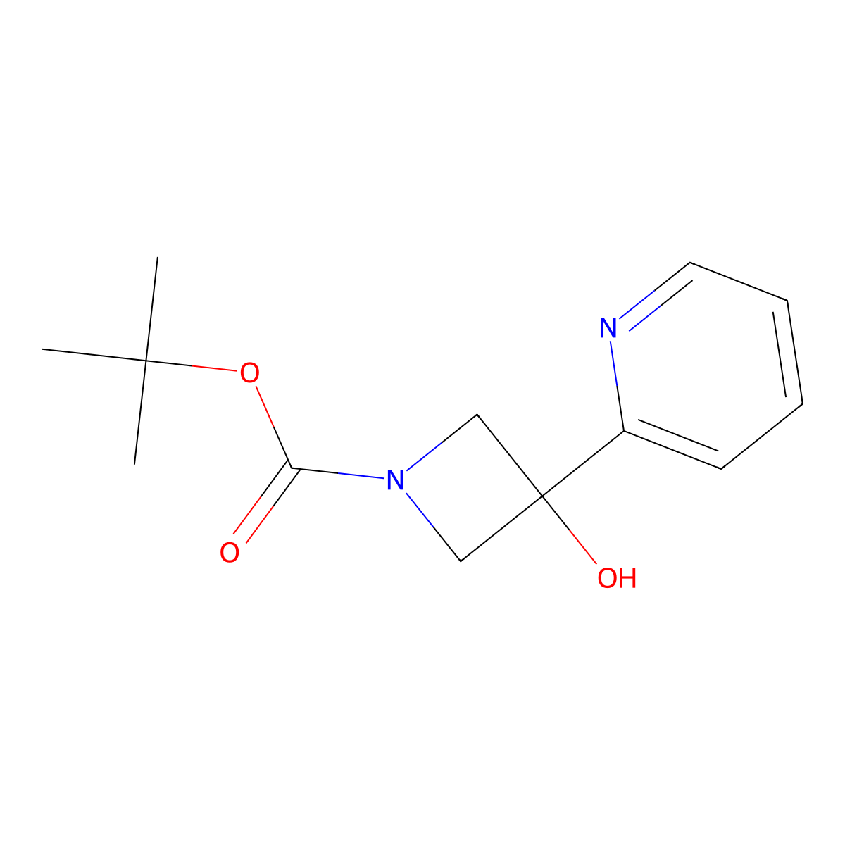 Tert-butyl 3-hydroxy-3-(pyridin-2-yl)azetidine-1-carboxylate molecular structure, CAS 1415560-24-5