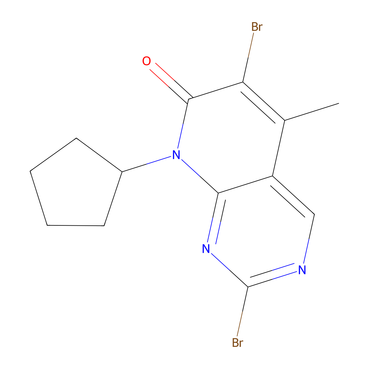 Pyrido[2,3-d]pyriMidin-7(8H)-one, 2,6-dibroMo-8-cyclopentyl-5-Methyl- molecular structure, CAS 1415560-29-0
