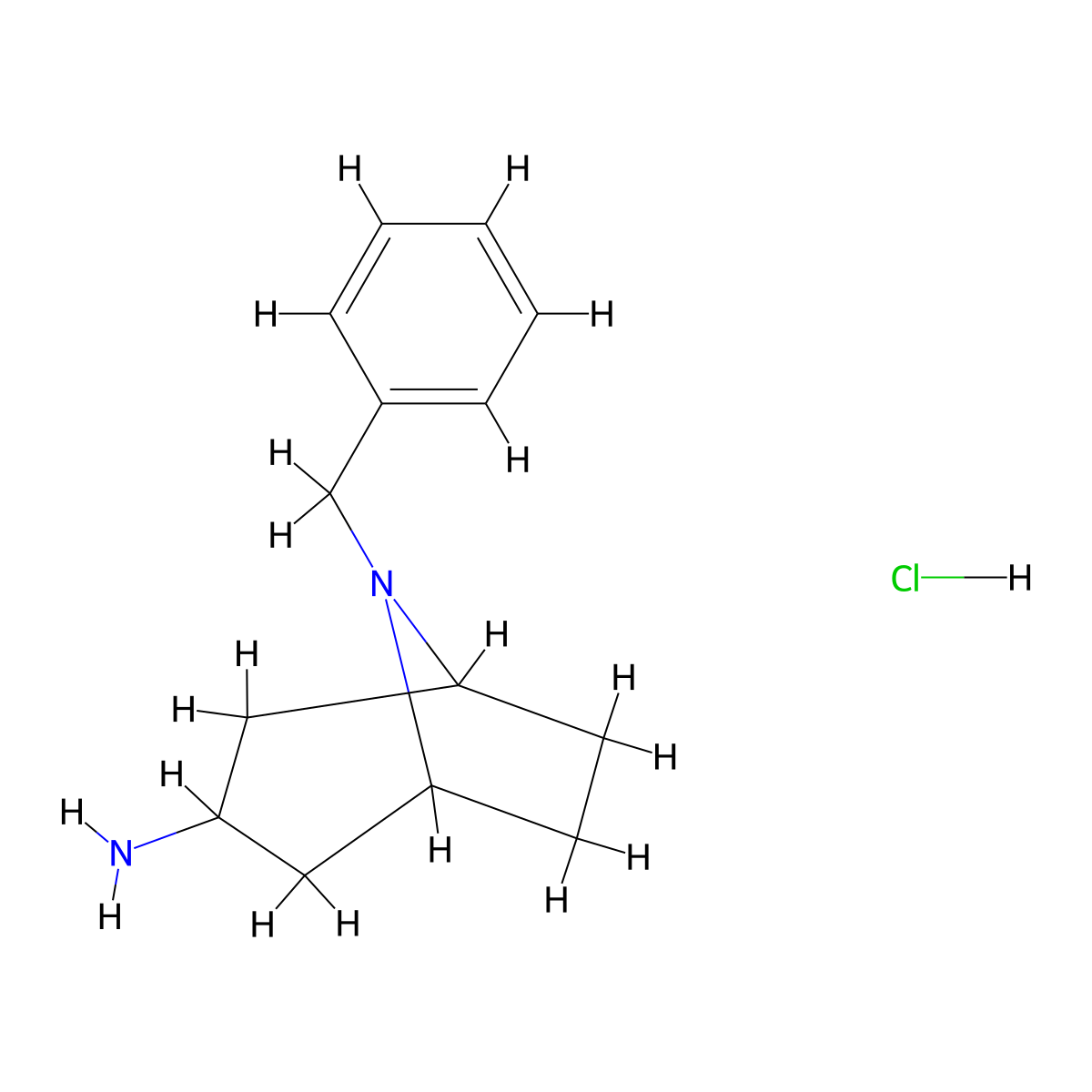 8-benzyl-8-azabicyclo[3.2.1]octan-3-amine Hydrochloride molecular structure, CAS 1415560-32-5
