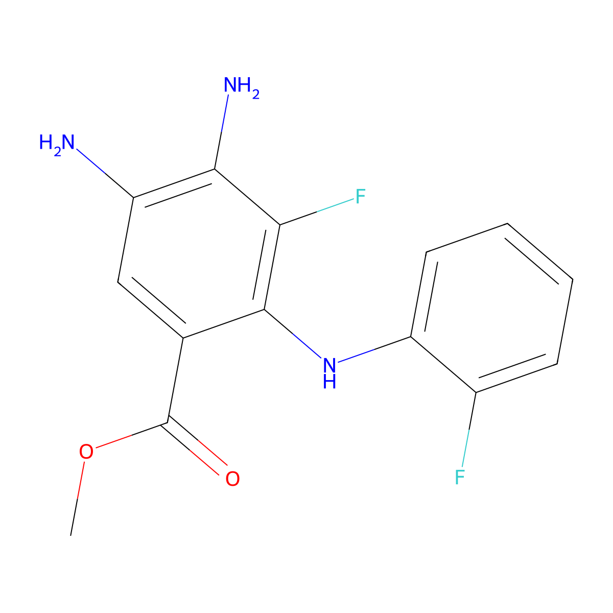 Methyl 4,5-diamino-3-fluoro-2-((2-fluorophenyl)amino)benzoate molecular structure, CAS 1415560-46-1