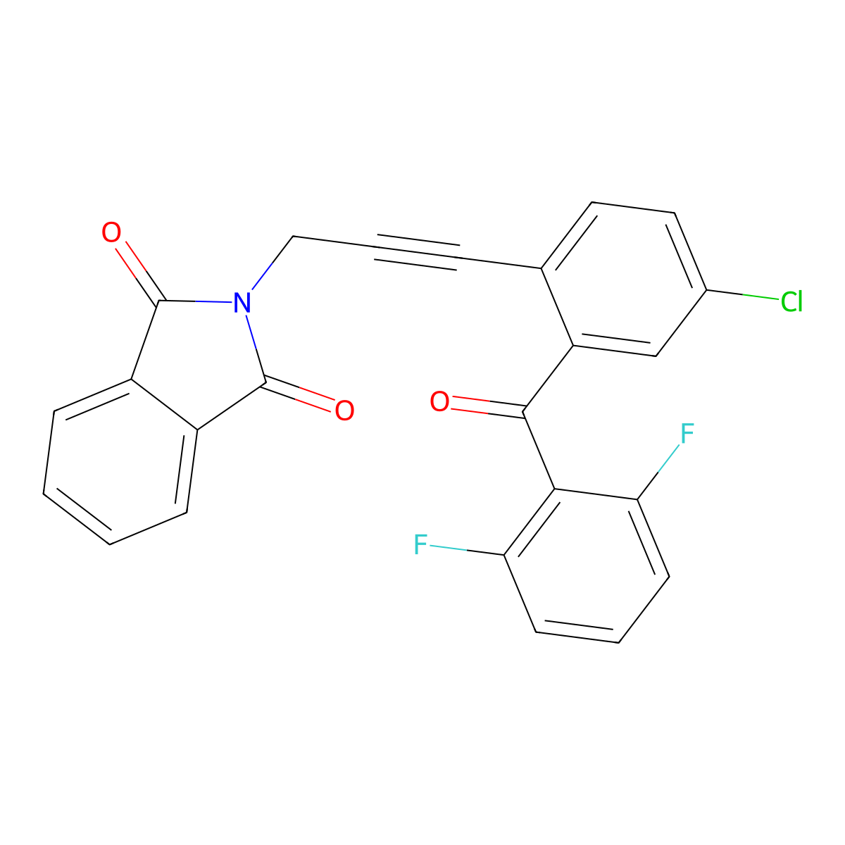 2-(3-(4-Chloro-2-(2,6-difluorobenzoyl)phenyl)prop-2-ynyl)isoindoline-1,3-dione molecular structure, CAS 1415560-50-7