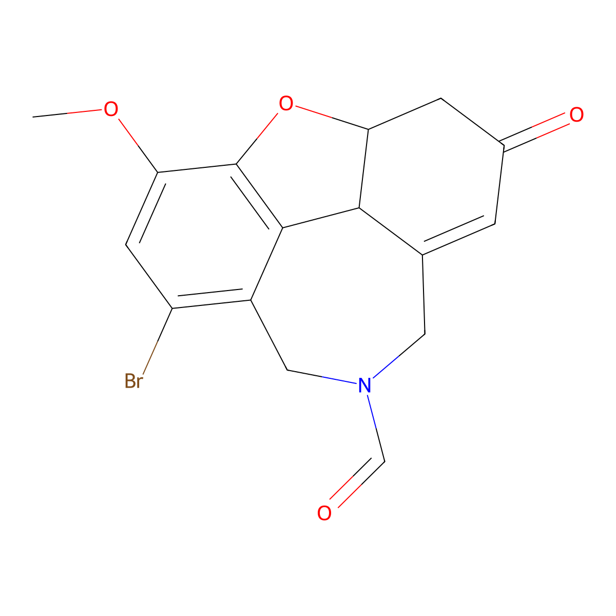 7-bromo-5-methoxy-2-oxo-3,3a,8,10-tetrahydro-2H-4-oxa-9-azacyclohepta[def]fluorene-9(3a1H)-carbaldehyde molecular structure, CAS 1415560-73-4