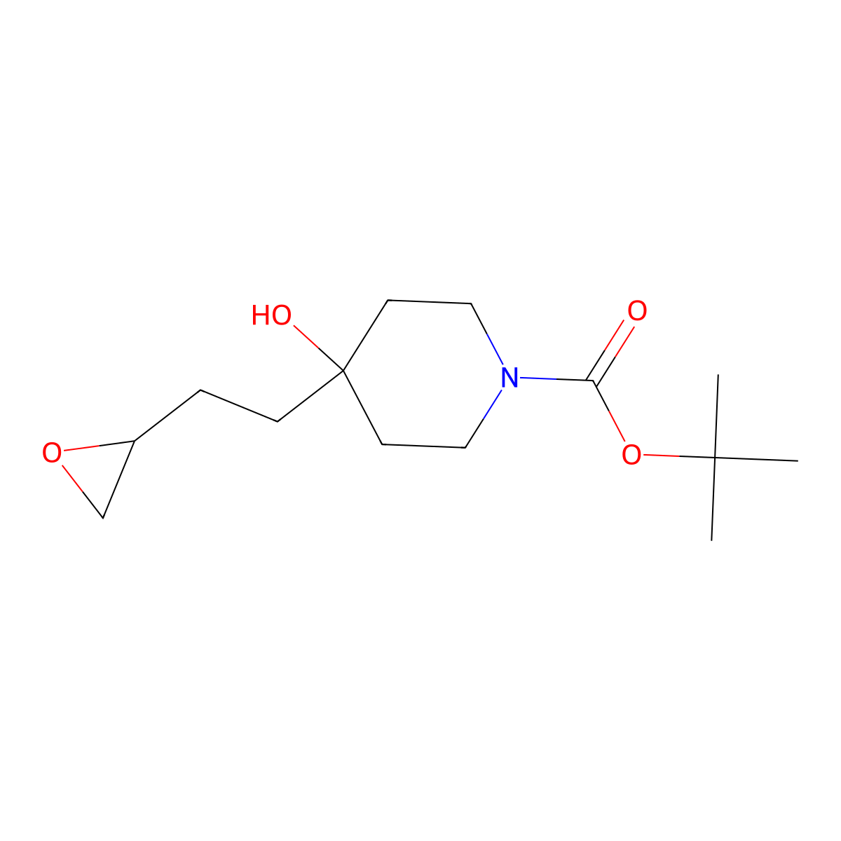 Tert-butyl 4-hydroxy-4-(2-(oxiran-2-yl)ethyl)piperidine-1-carboxylate molecular structure, CAS 1415562-31-0