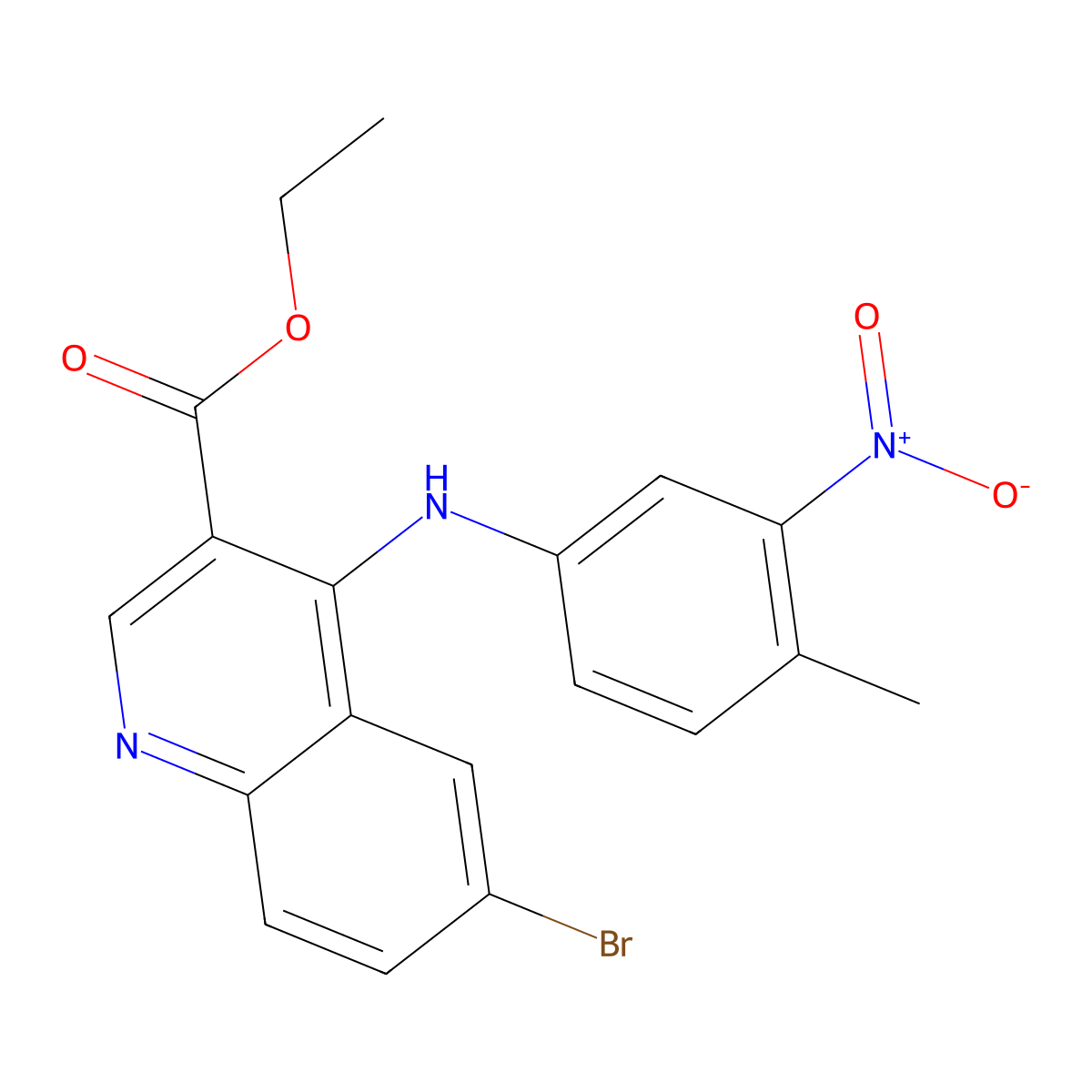 Ethyl 6-bromo-4-(4-methyl-3-nitrophenylamino)quinoline-3-carboxylate molecular structure, CAS 1415562-32-1