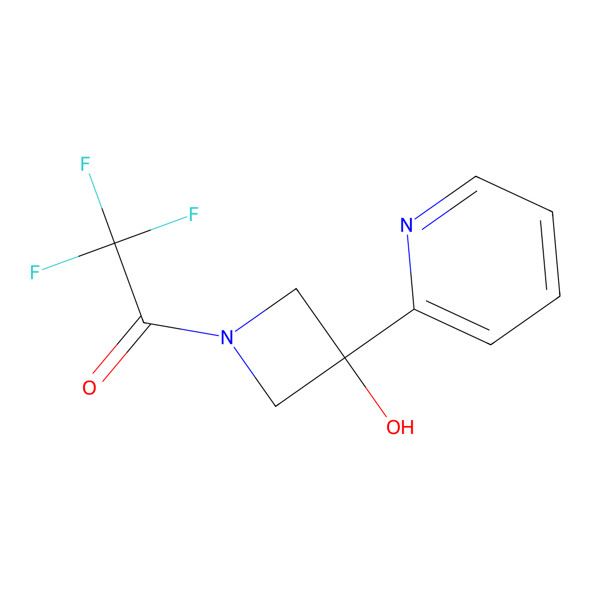 2,2,2-Trifluoro-1-(3-hydroxy-3-(pyridin-2-yl)azetidin-1-yl)ethanone molecular structure, CAS 1415562-33-2