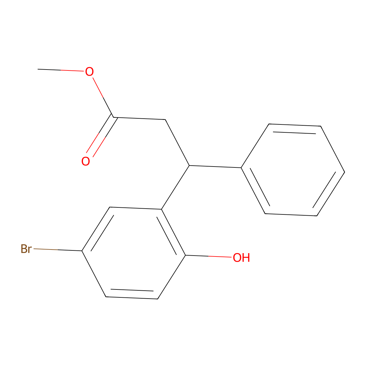 Methyl 3-(5-bromo-2-hydroxyphenyl)-3-phenylpropanoate molecular structure, CAS 1415562-50-3