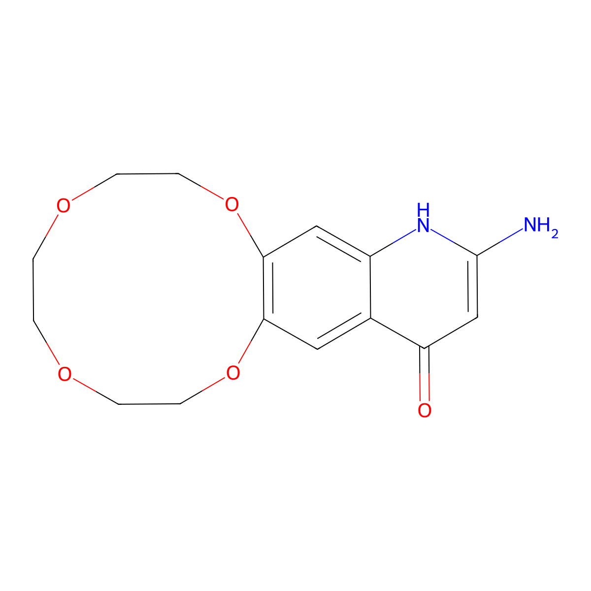 13-Amino-2,3,5,6,8,9-hexahydro-[1,4,7,10]tetraoxacyclododecino[2,3-g]quinolin-15-ol molecular structure, CAS 1415562-58-1