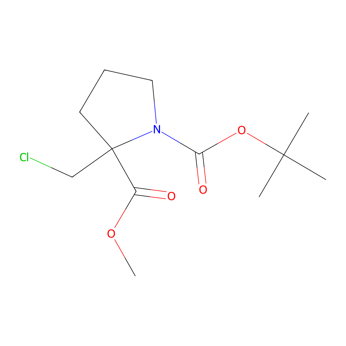 1-Tert-butyl 2-methyl 2-(chloromethyl)pyrrolidine-1,2-dicarboxylate molecular structure, CAS 1415562-66-1