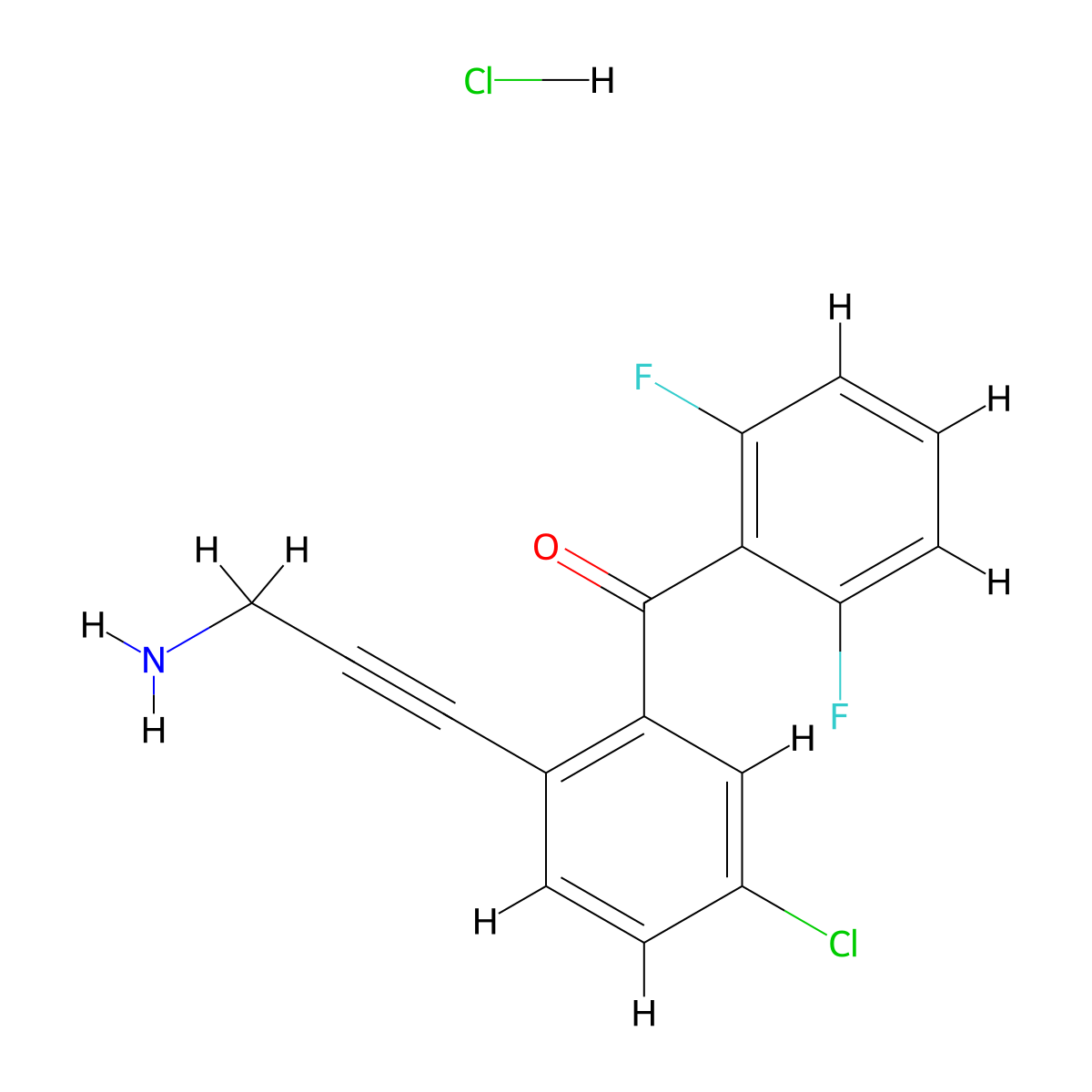 (2-(3-aMinoprop-1-ynyl)-5-chlorophenyl)(2,6-difluorophenyl)Methanone (Hydrochloride) molecular structure, CAS 1415562-79-6