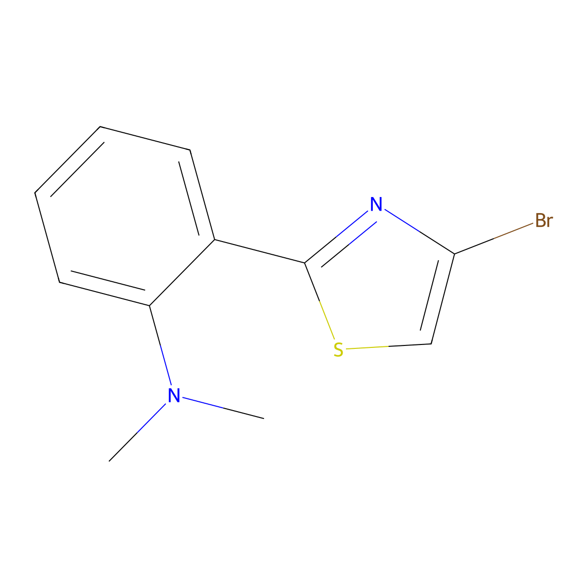 2-(4-bromothiazol-2-yl)-N,N-dimethylaniline molecular structure, CAS 1415562-86-5