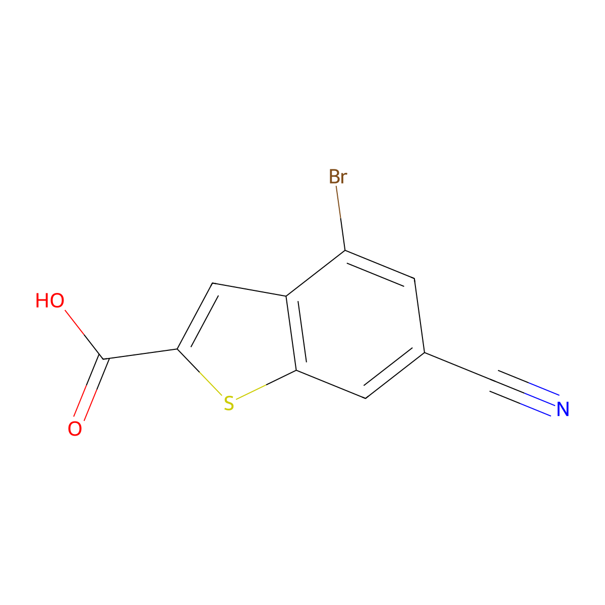 4-Bromo-6-cyanobenzo[b]thiophene-2-carboxylic acid molecular structure, CAS 1415564-52-1