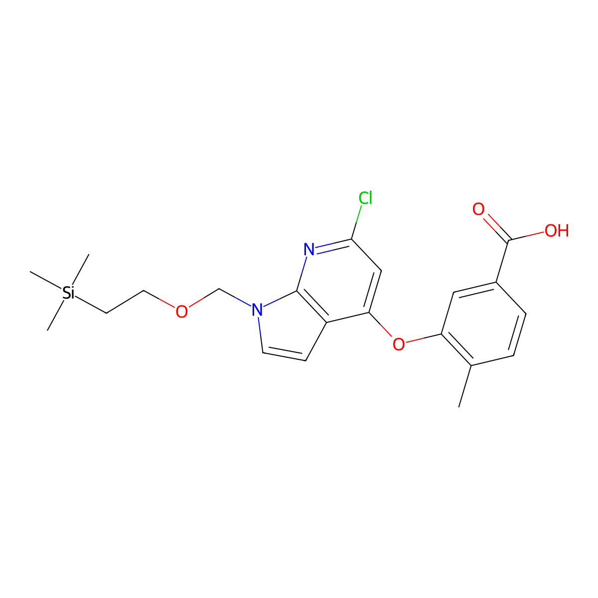 3-(6-chloro-1-((2-(trimethylsilyl)ethoxy)methyl)-1H-pyrrolo[2,3-b]pyridin-4-yloxy)-4-methylbenzoic acid molecular structure, CAS 1415564-64-5
