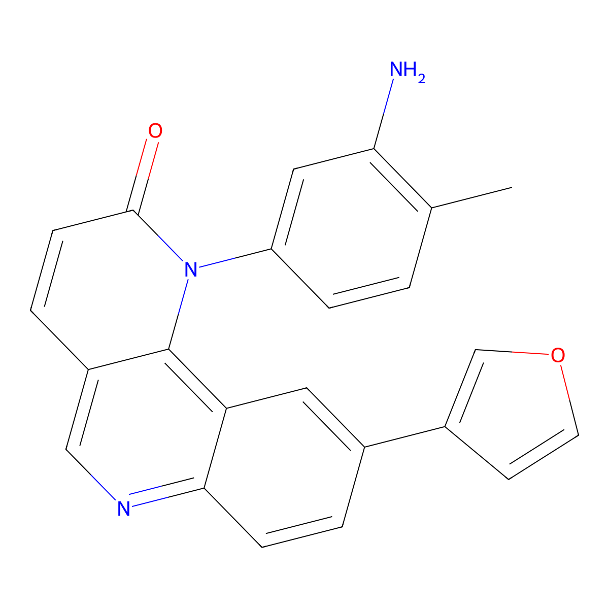 1-(3-amino-4-methylphenyl)-9-(furan-3-yl)benzo[h][1,6]naphthyridin-2(1H)-one molecular structure, CAS 1415564-67-8