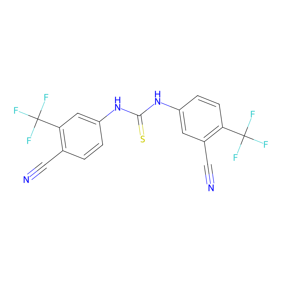 1-(4-Cyano-3-(trifluoromethyl)phenyl)-3-(3-cyano-4-(trifluoromethyl)phenyl)thiourea molecular structure, CAS 1415564-70-3