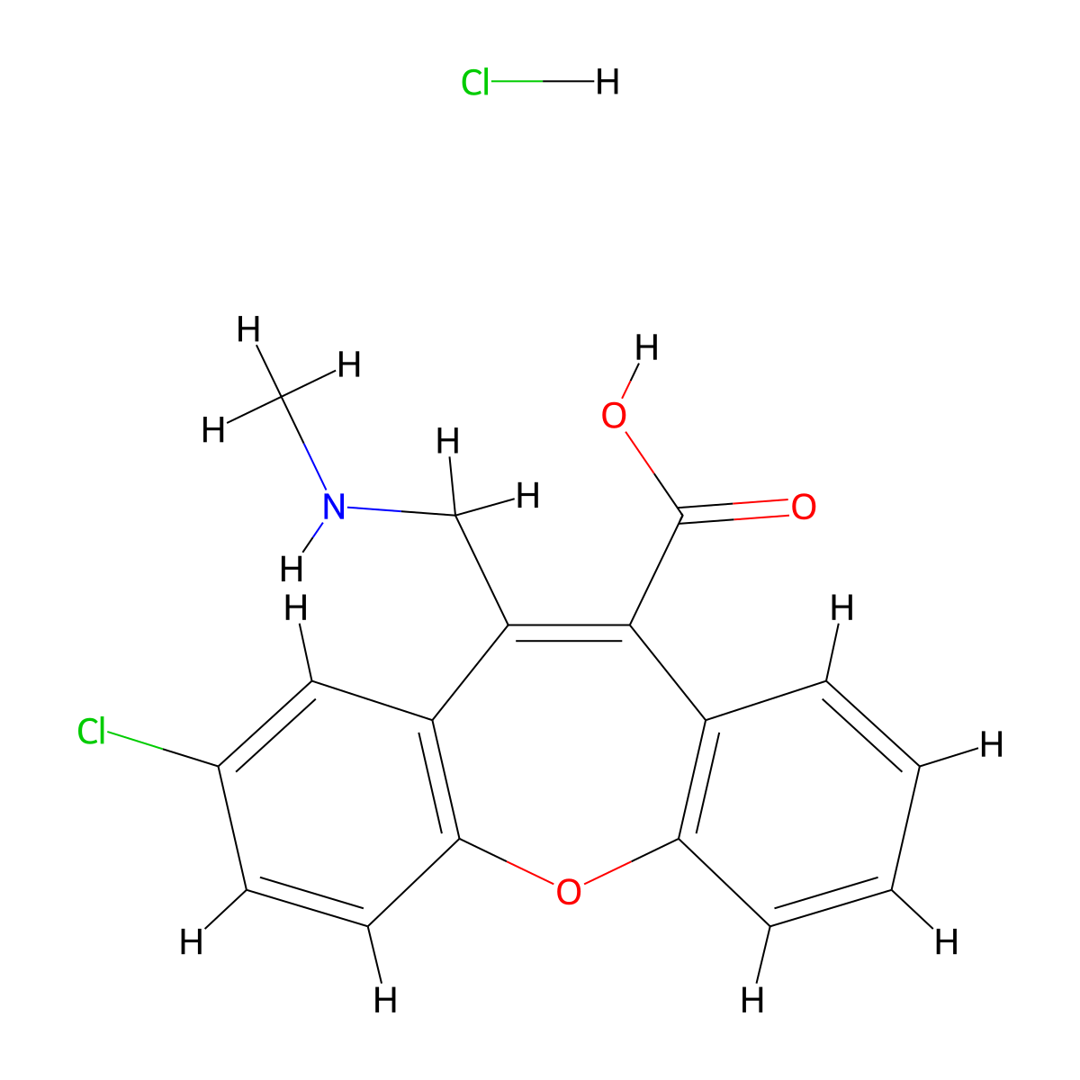 2-chloro-11-((MethylaMino)Methyl)dibenzo[b,f]oxepine-10-carboxylic acid (Hydrochloride) molecular structure, CAS 1415564-75-8