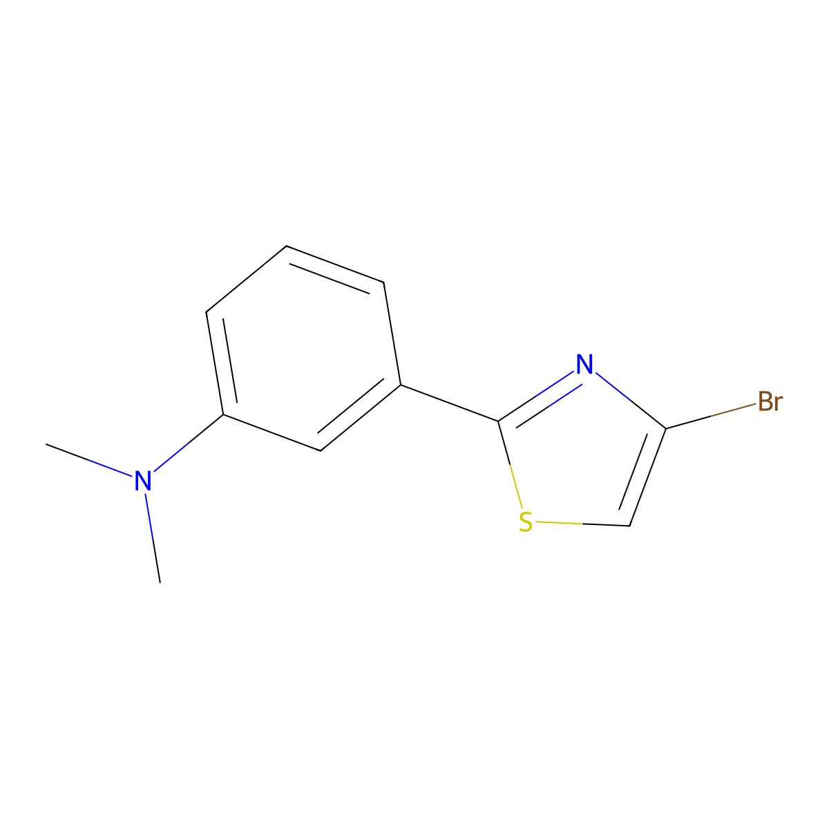 3-(4-bromothiazol-2-yl)-N,N-dimethylaniline molecular structure, CAS 1415564-87-2