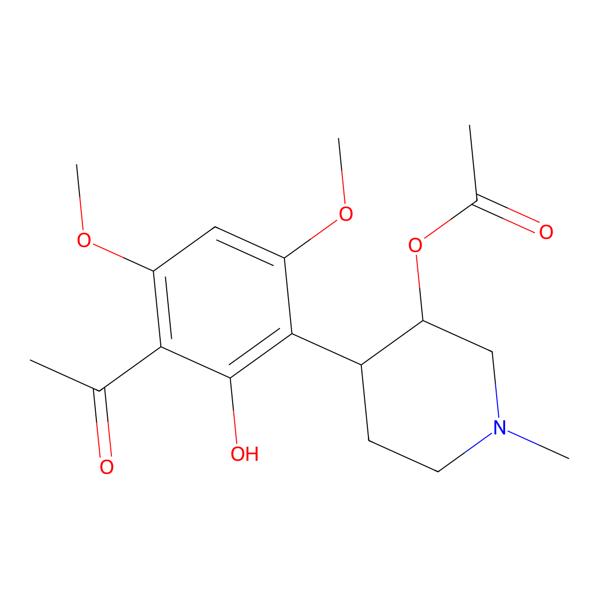 4-(3-Acetyl-2-hydroxy-4,6-dimethoxyphenyl)-1-methylpiperidin-3-yl acetate molecular structure, CAS 1415564-91-8