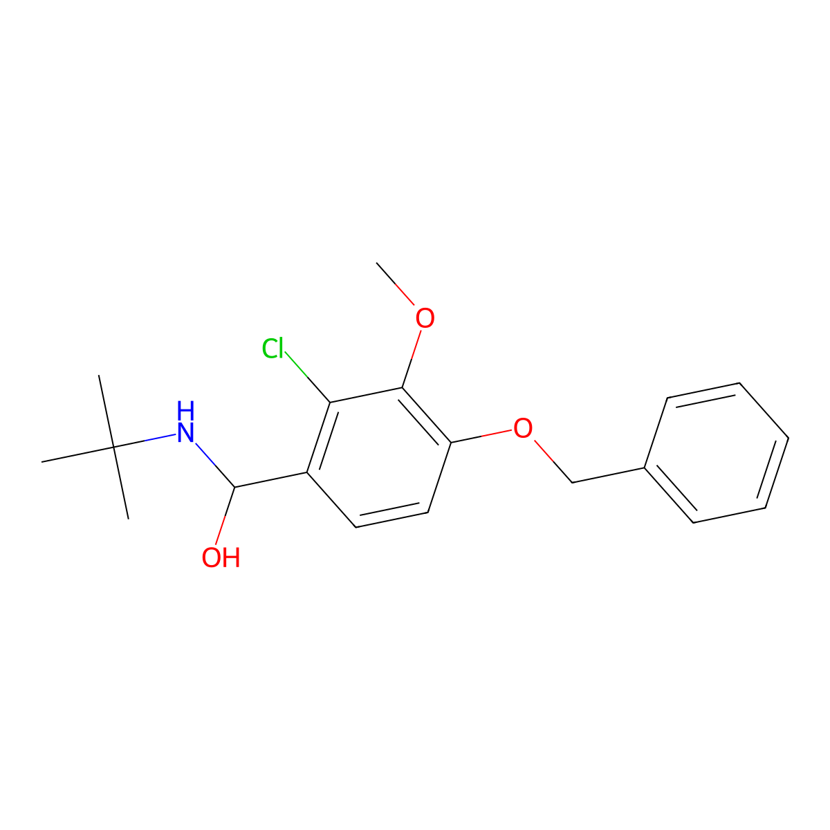 (4-(Benzyloxy)-2-chloro-3-methoxyphenyl)(tert-butylamino)methanol molecular structure, CAS 1415564-93-0