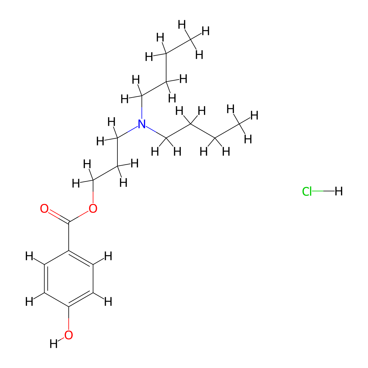 3-(dibutylaMino)propyl 4-hydroxybenzoate (Hydrochloride) molecular structure, CAS 1415565-00-2