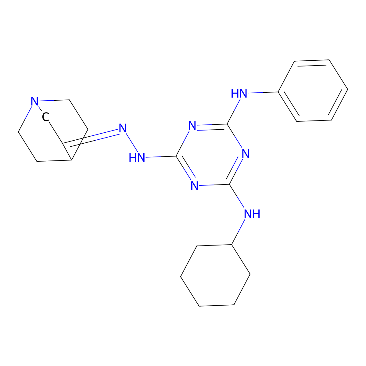 N6-cyclohexyl-N2-phenyl-N4-(quinuclidin-3-ylideneamino)-1,3,5-triazine-2,4,6-triamine molecular structure, CAS 1415565-89-7