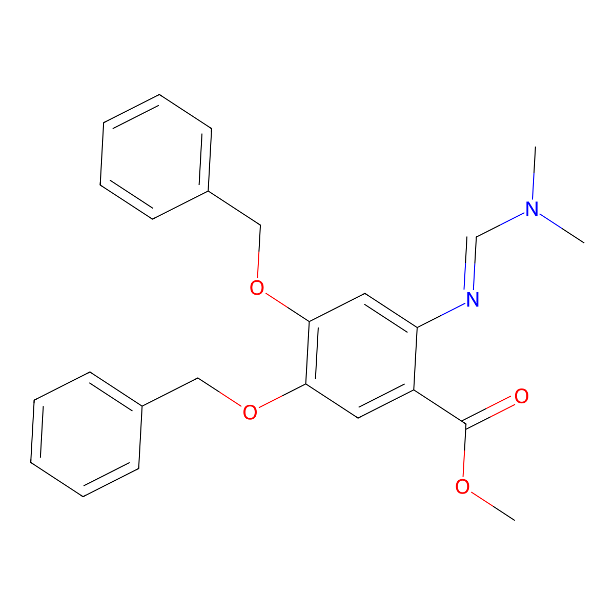 (E)-methyl 4,5-bis(benzyloxy)-2-((dimethylamino)methyleneamino)benzoate molecular structure, CAS 1415565-93-3